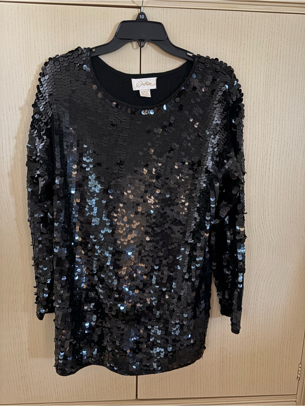 Desiree Black Sequined Long Sleeve Women’s Mini Dress